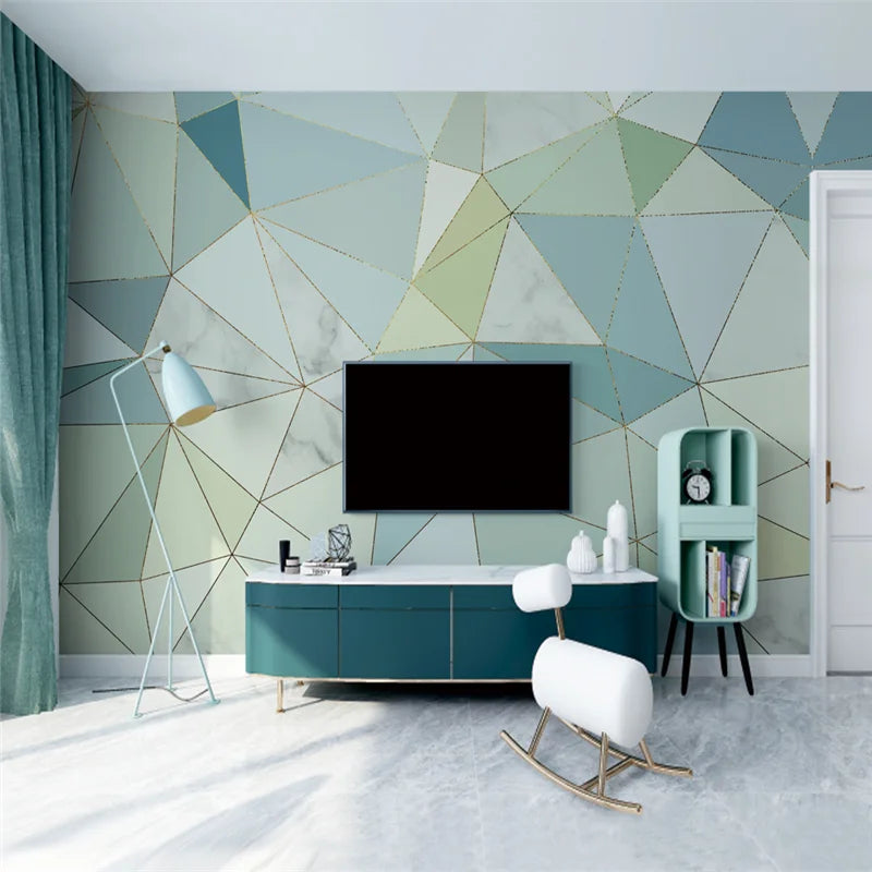 3D Geometric golden line wallpaper