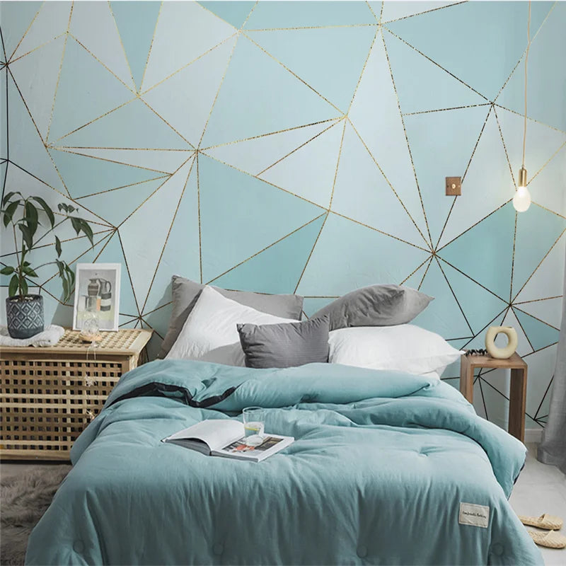 3D Geometric golden line wallpaper