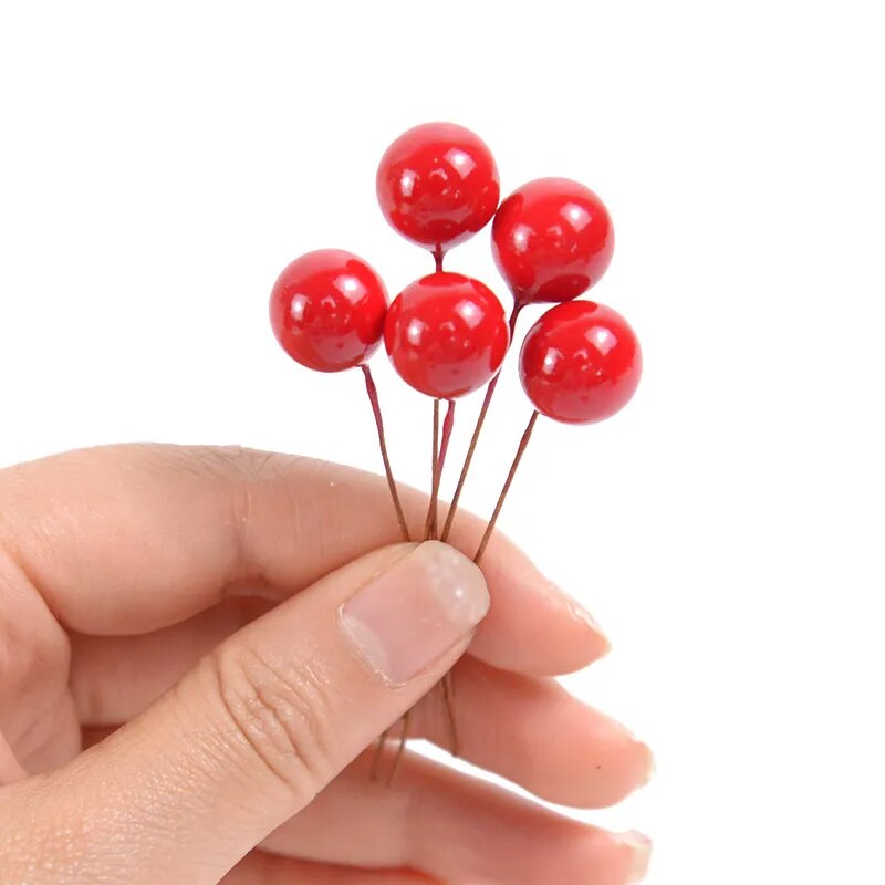 50-300Pcs Pearl Stamens Artificial Flower Small Berries Cherry For Wedding Party Gift Box Christmas DIY Wreath Home Decorations