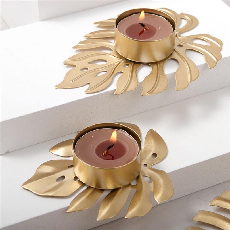 حاملي الشموع المصنوعة من الحديد المطاوع Monstera Leaf Tealight