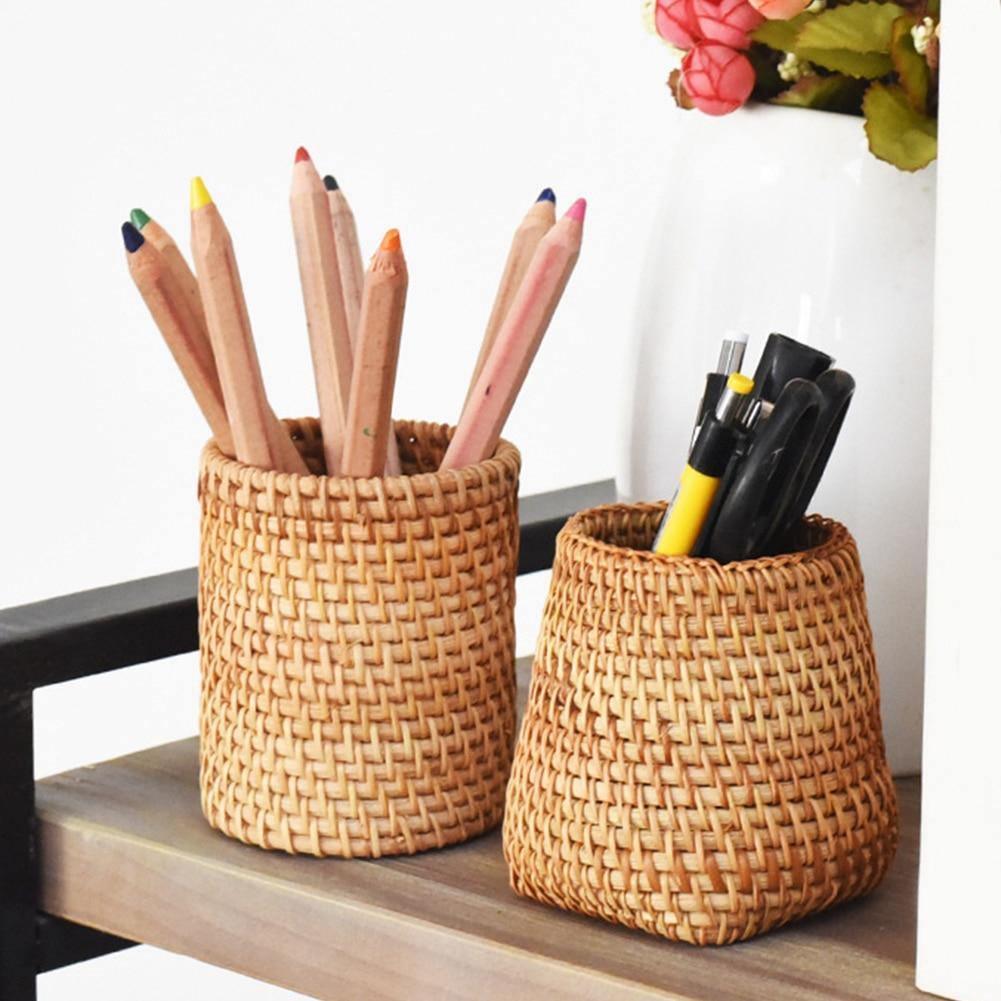 Hand-Woven Wicker Storage Container Basket