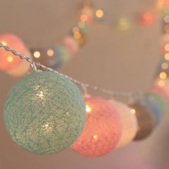 20 LED Cotton Ball Garland String Lights